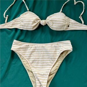 Billabong bikini green and white striped medium